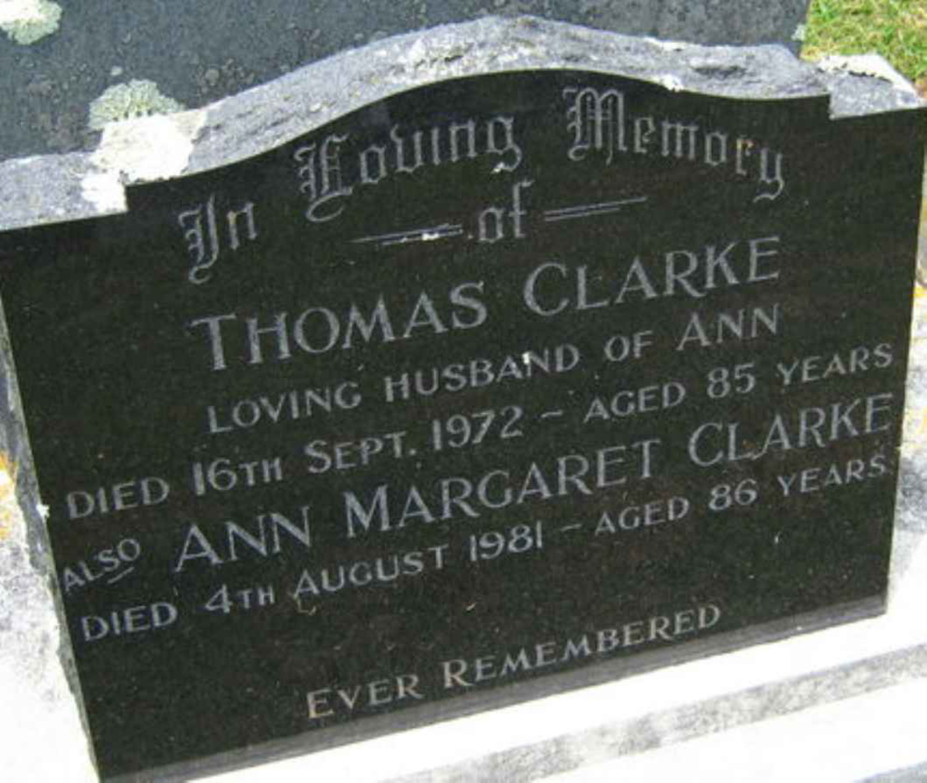 Photo of headstones/Ann Margaret McLennan hdstn 1972 Otaki